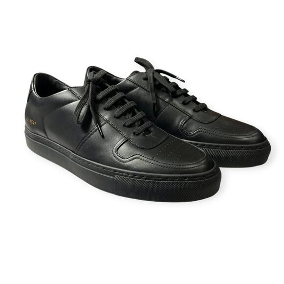 NEW Common Projects Bball Low Top Leather Sneakers MENS 42 Black Trainers 2155 - Picture 1 of 15